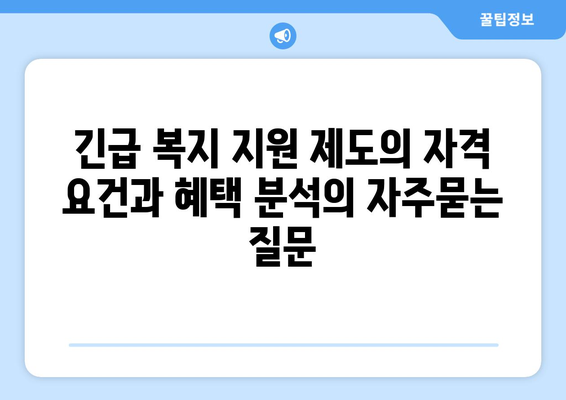 긴급 복지 지원 제도의 자격 요건과 혜택 분석