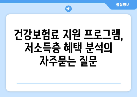 건강보험료 지원 프로그램, 저소득층 혜택 분석