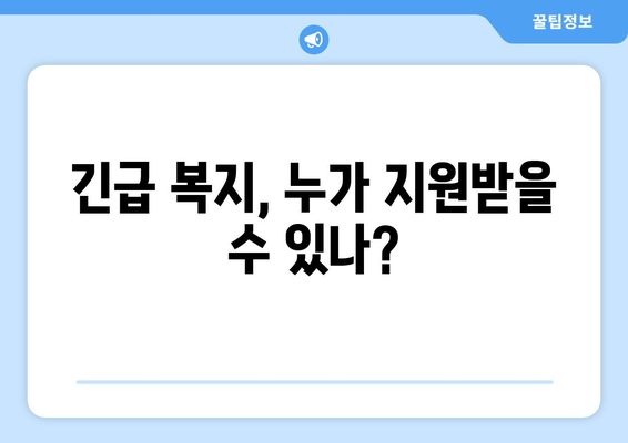 긴급 복지 지원 제도의 자격 요건과 혜택 분석